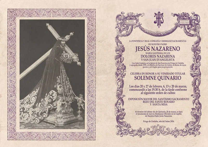 Quinario en Honor a Ntro. Padre Jesús Nazareno. Cuaresma 2026.